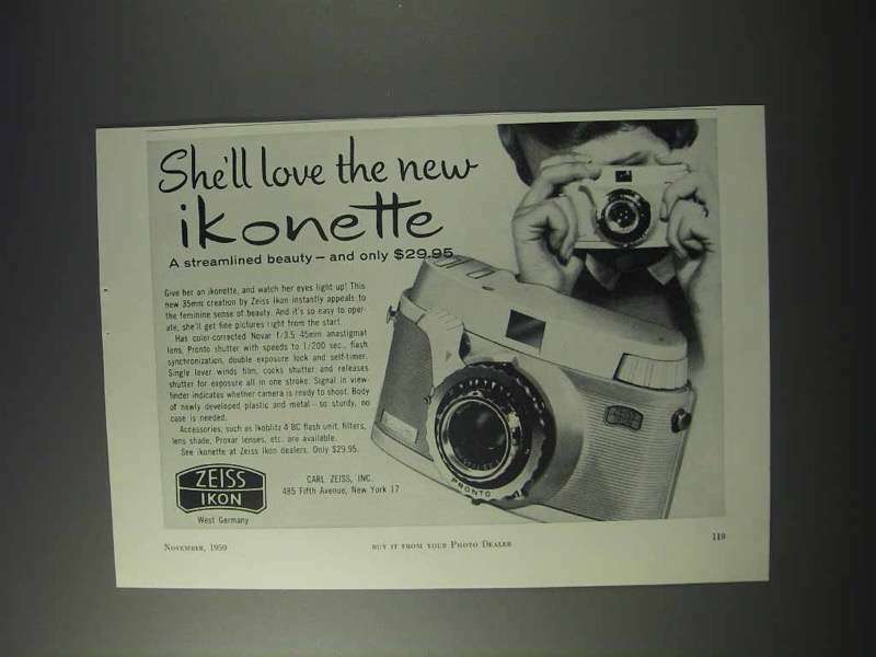 1959 Zeiss Ikonette Camera Ad - She\'ll Love