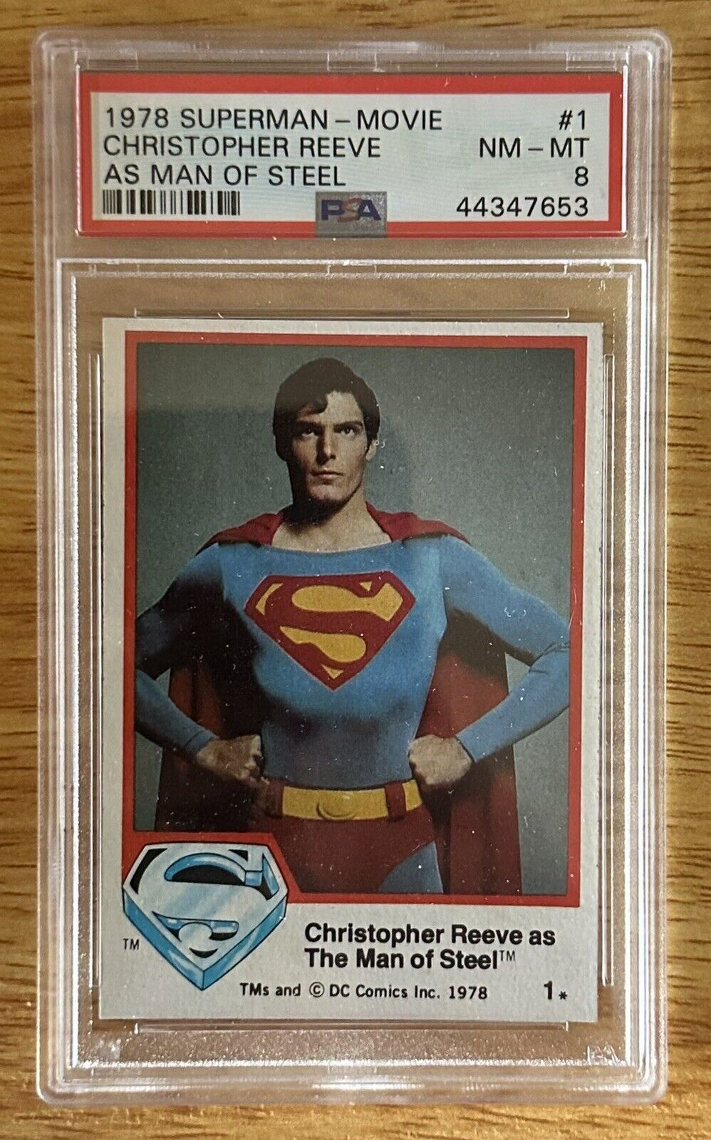 1978 Superman Movie Trading Card #1 PSA 8 - RARE- ONLY ONE GRADED HIGHER DC