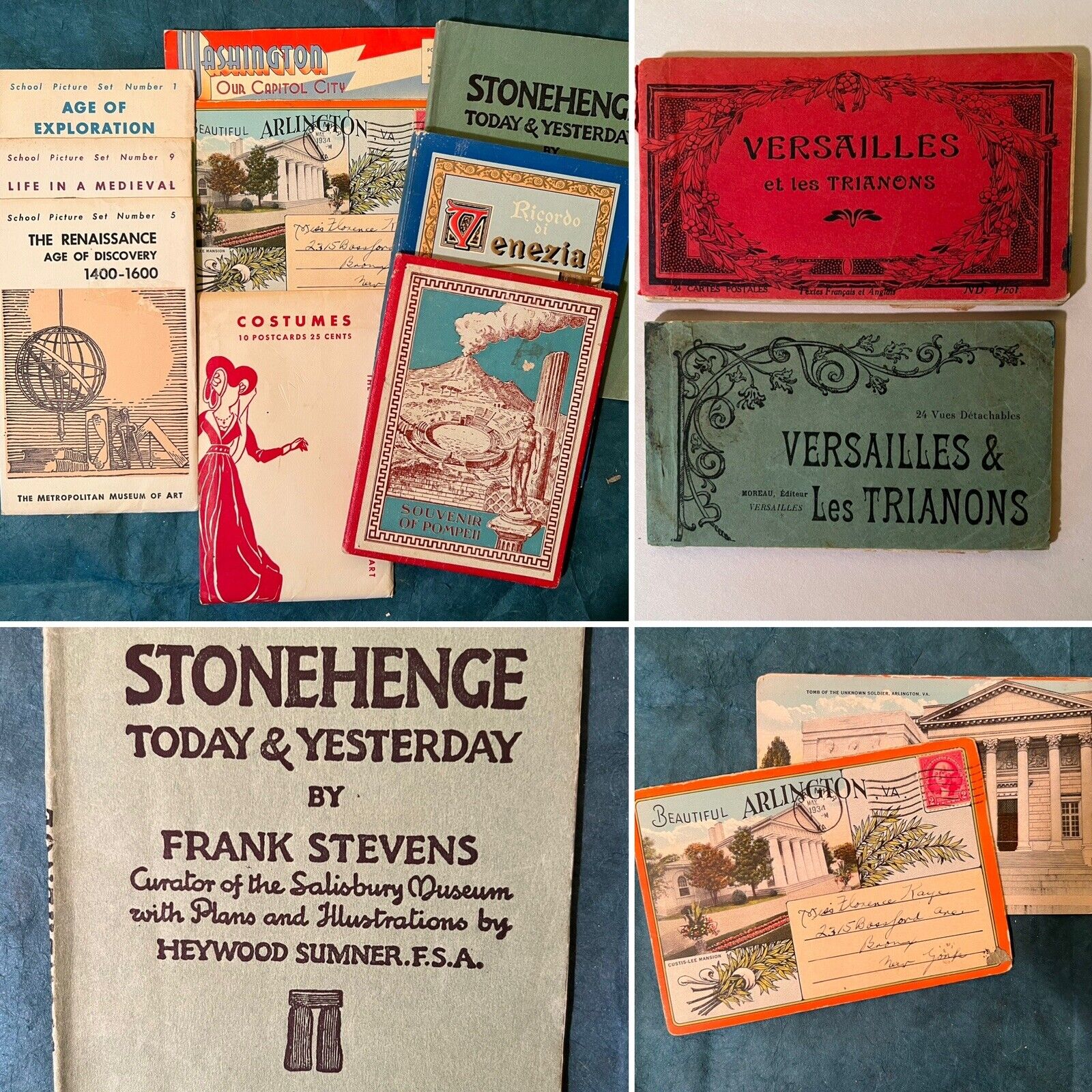 Lot￼ 11 Vintage Tourist Photo Booklet Travel Brochure Souvenir Venice Stonehenge