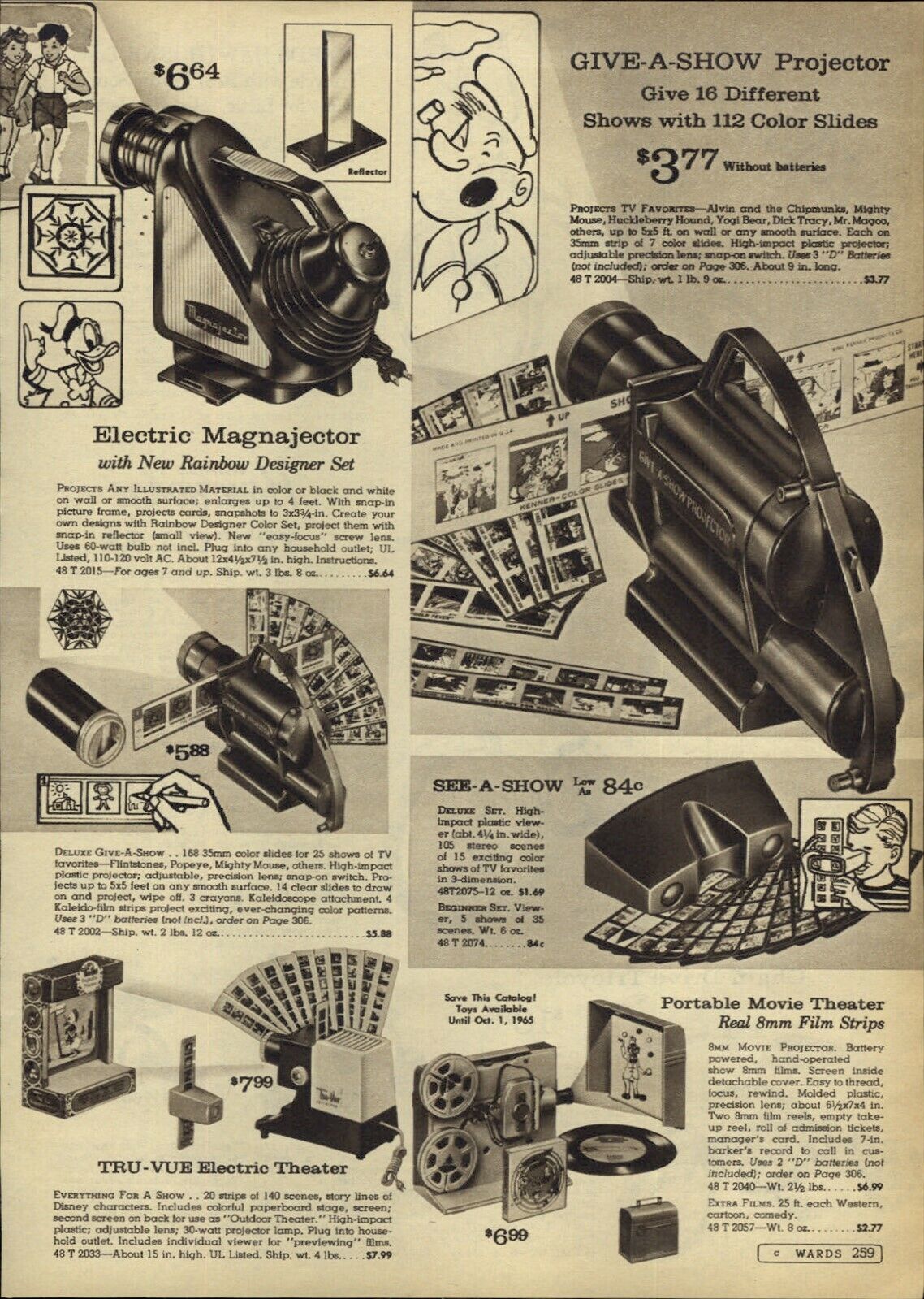 1965 PAPER AD Toy Kenner Give A Show Slide Projector Magnajector Tru Vue 