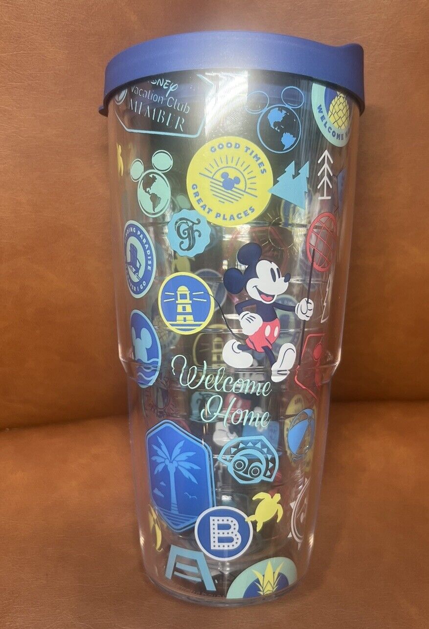 Disney Parks Welcome Home Mickey Vacation Club Tervis Tumbler Cup Lid 24oz New