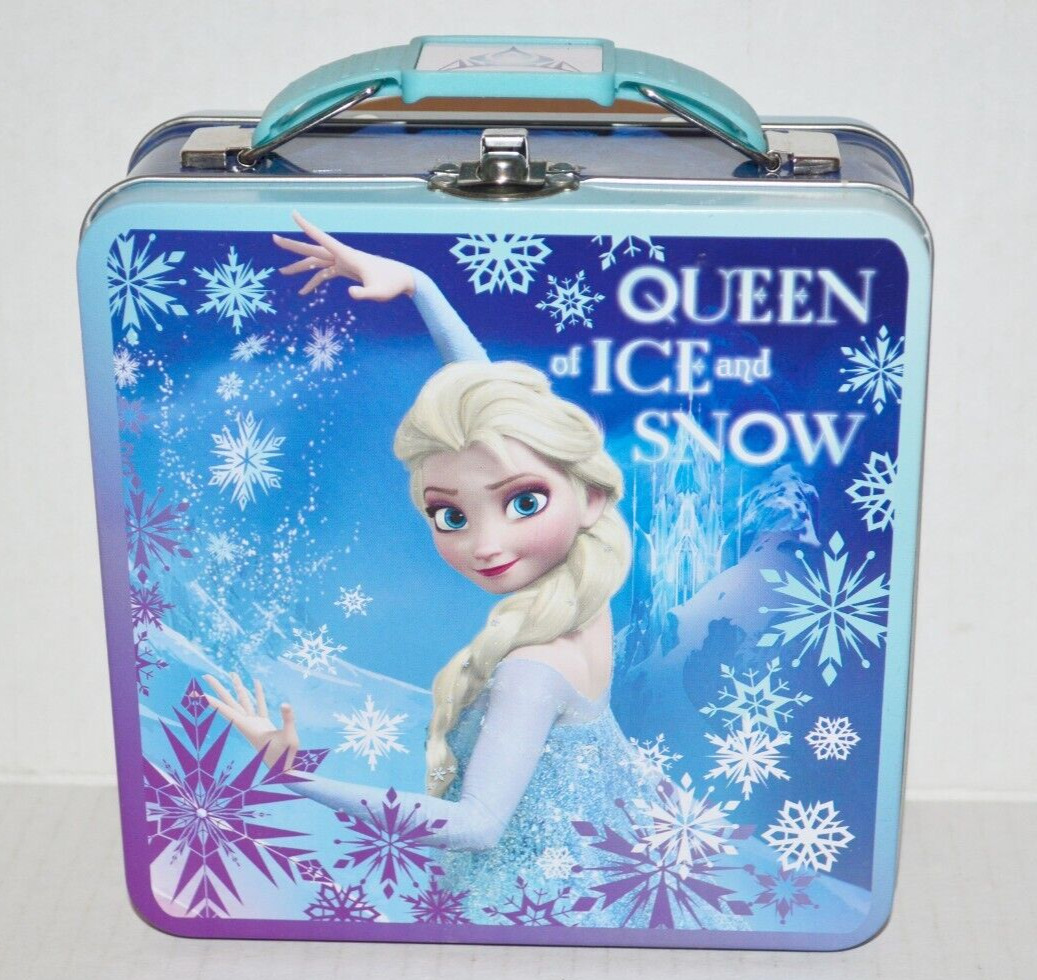 Disney Frozen Metal Tin Mini Lunch Box Bag Queen Elsa Toy 6-Inch x 6-Inch - RARE