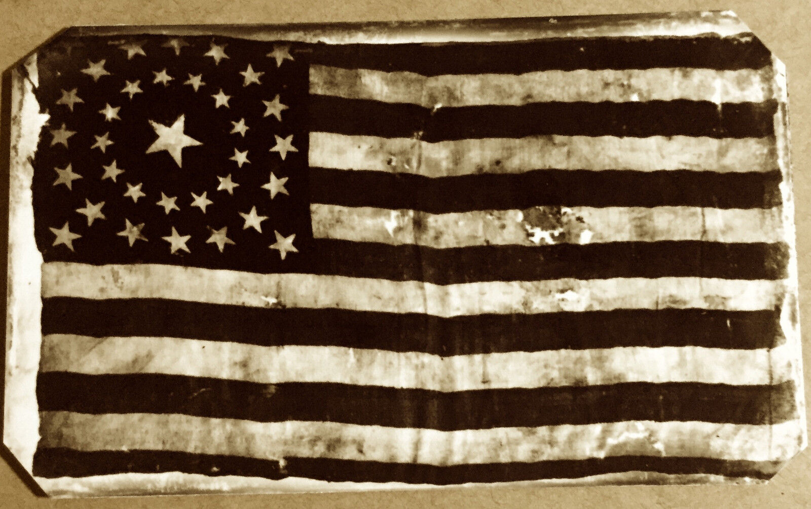 Scarce Civil War 34 Star historical reproduction US Flag #3 tintype C1030RP