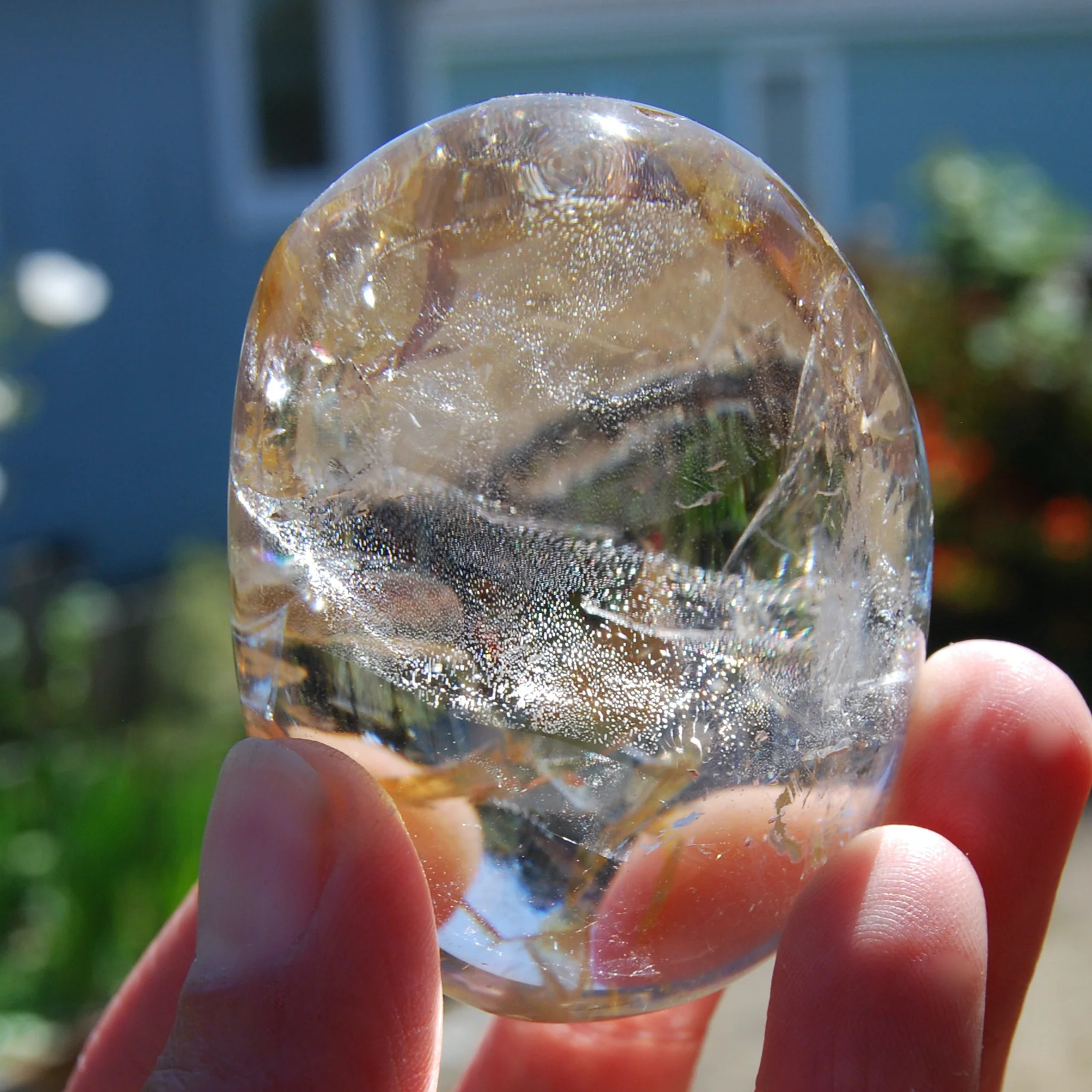 ONE AAA XL Optical Smoky Quartz Crystal Palm Stone, Super Gemmy, Madagascar
