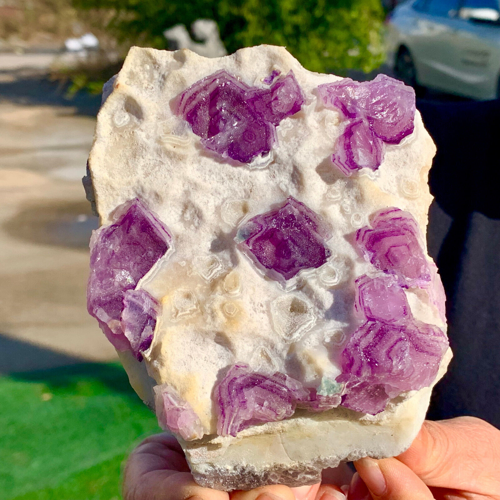 2.7LB Rare transparent purple cube fluorite mineral crystal sample/China