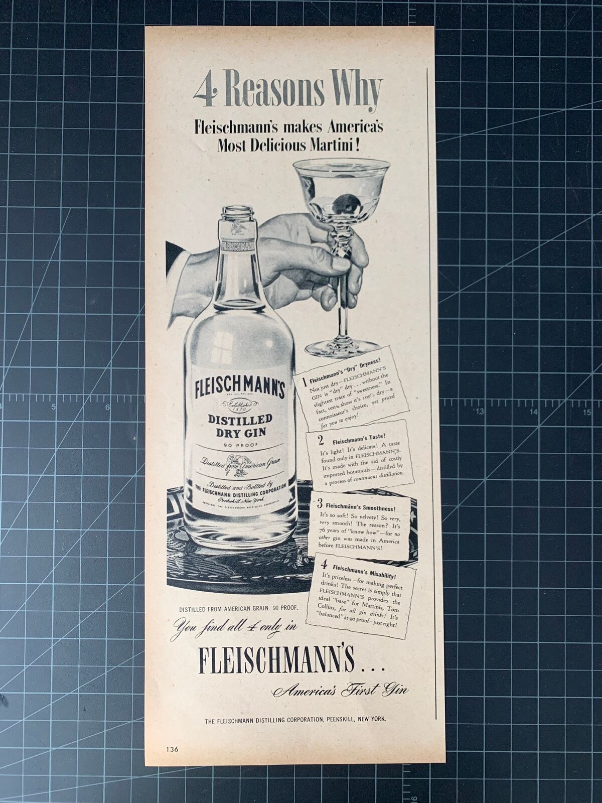 Vintage 1946 Fleischmann’s Gin Print Ad