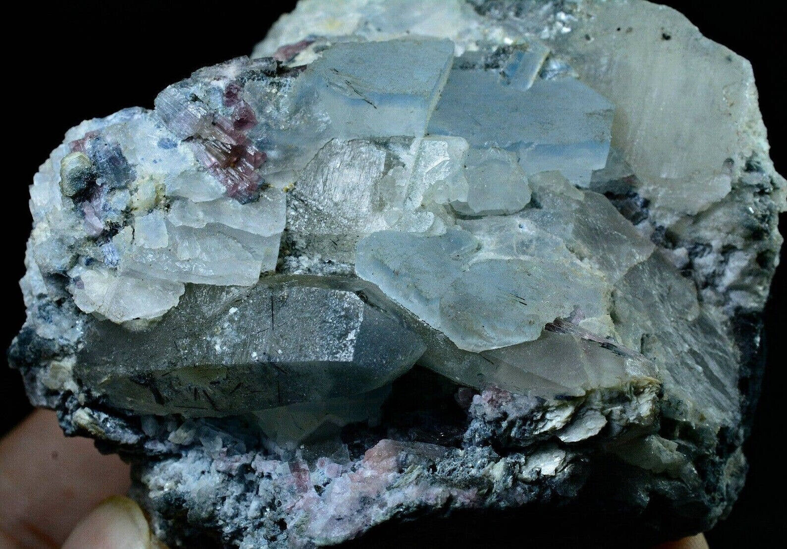 292 gm Vorobyevite Beryl Crystals With Pink & Black Tourmaline & Quartz Crystals