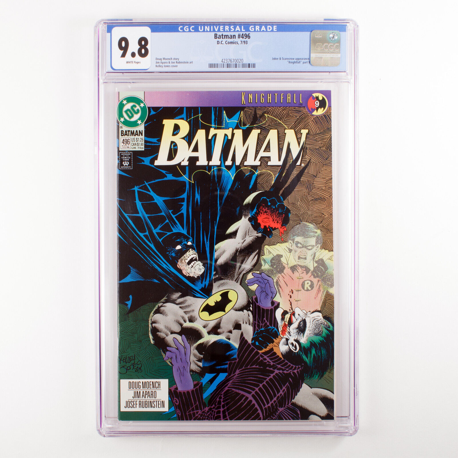 Batman - #496- CGC 9.8 - White pages - Kinghtfall part 9 - Joker - Scarecrow