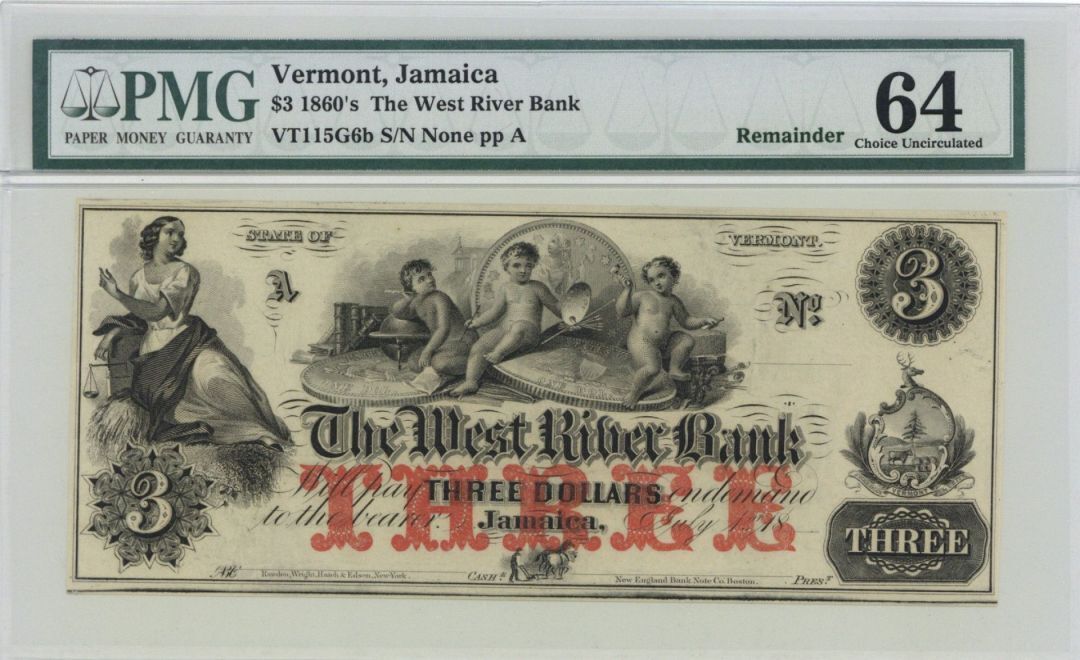 West River Bank $3 - Obsolete Notes - Paper Money - US - Obsolete