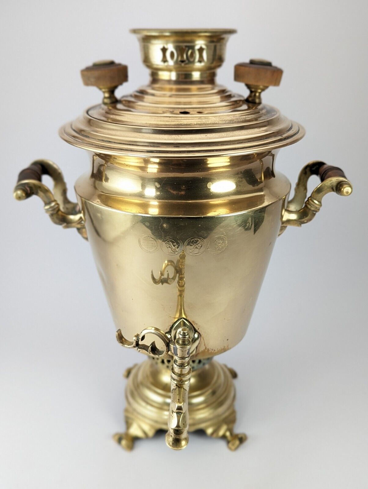 Antique Imperial Russian Brass Samovar, Tula 18”