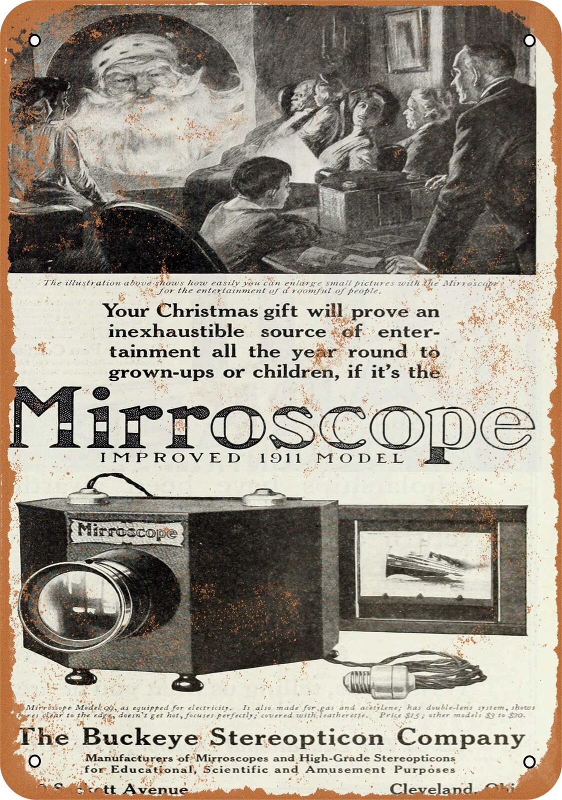 Metal Sign - 1910 Buckeye Steropticon Mirroscope Projector -- Vintage Look