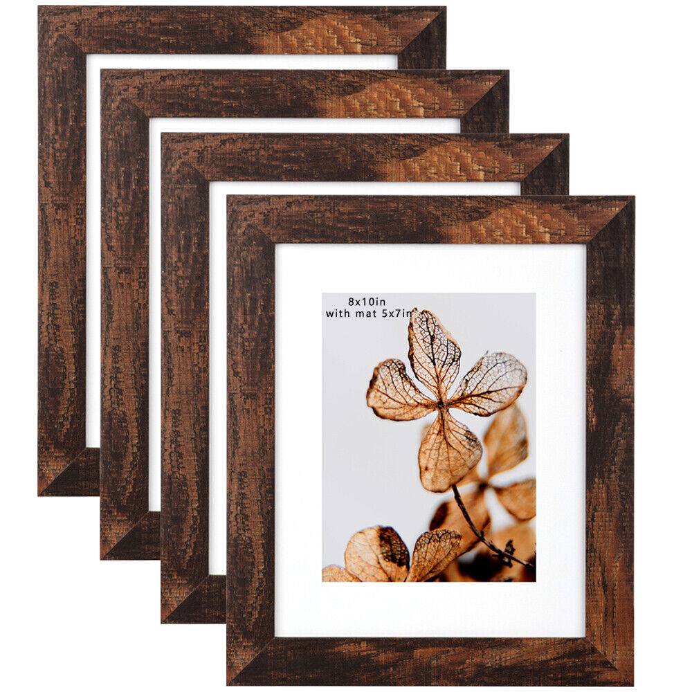 Set of 4 Wood Photo Frame 8x10 Format Wall Art Tabletop Decor Picture Frames