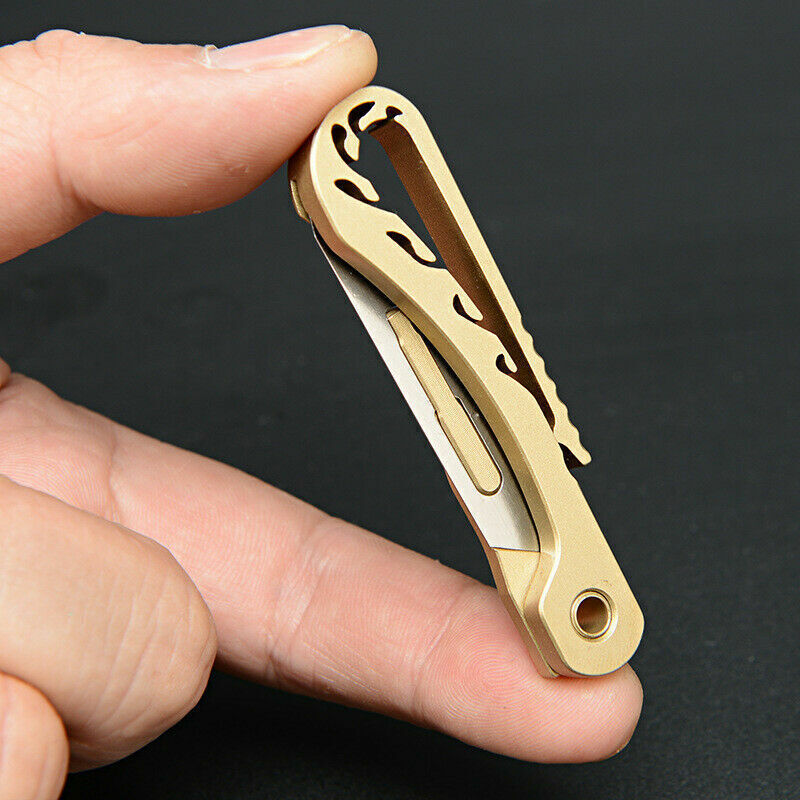 Brass Folding Knife Scalpel Blade Pocket EDC Tool Multif Cutter W/ 10 blades