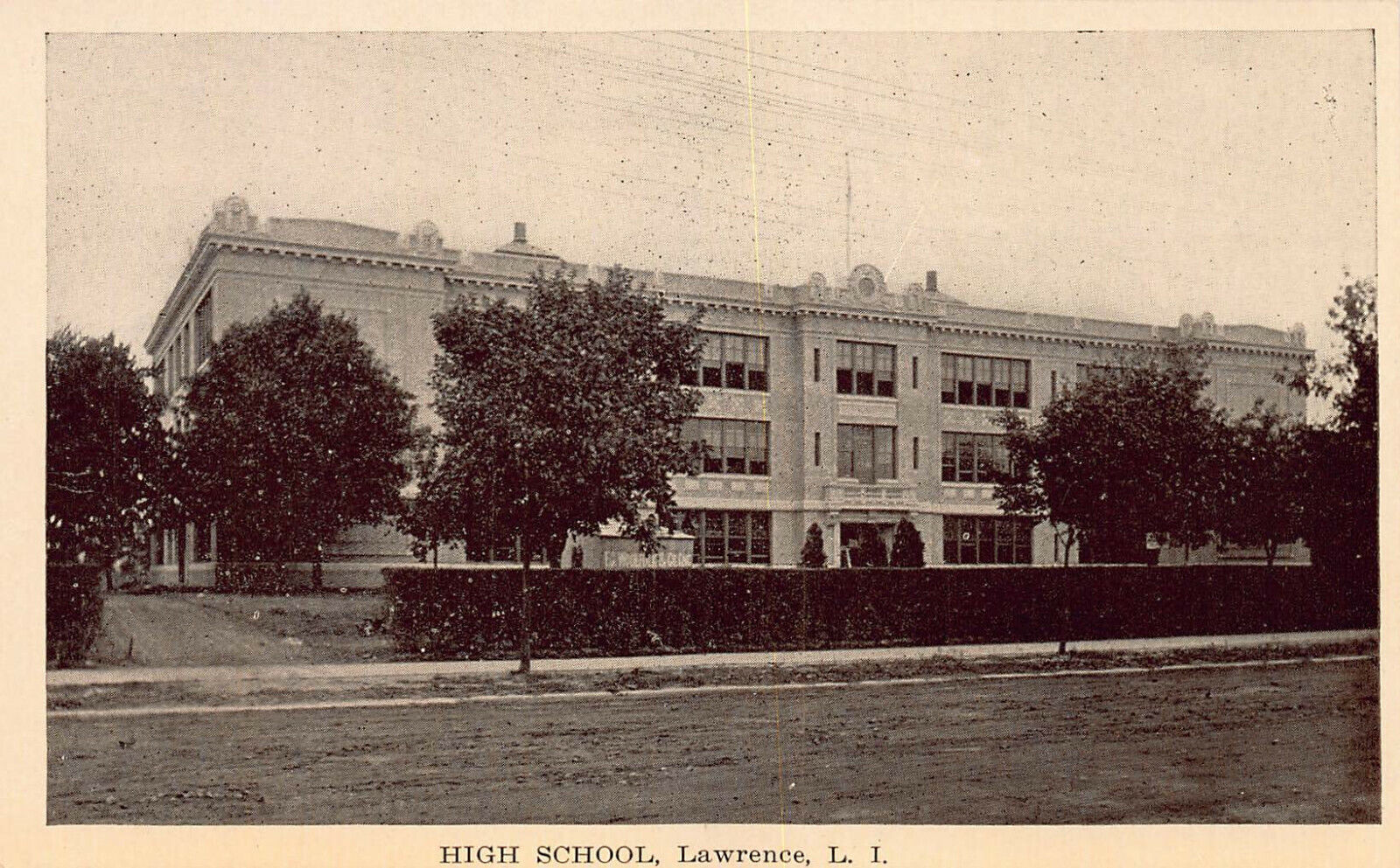 High School, Lawrence, Long Island, New York, Early Postcard, Unused 