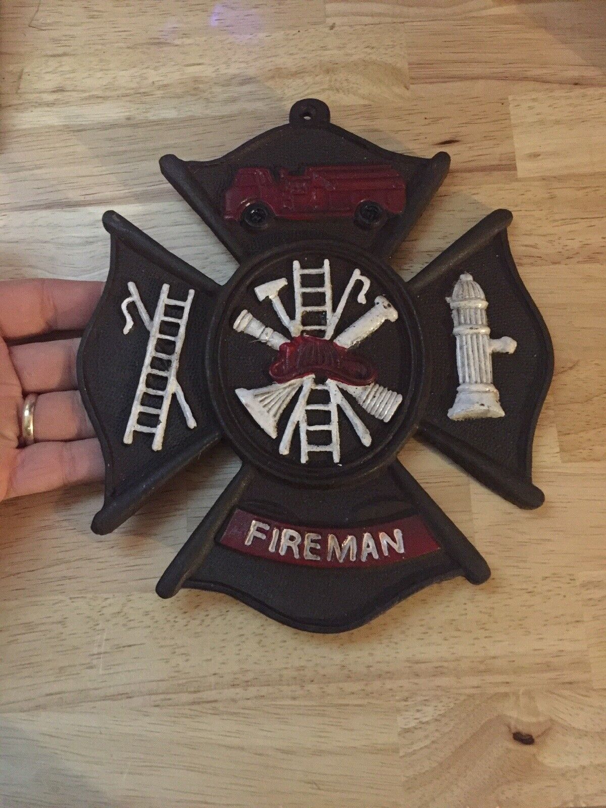 Fire Chief Plaque Sign Fireman Solid Metal Cast Iron Plaque Firefighter Man Cave