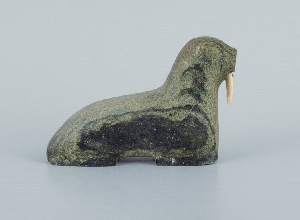 Greenlandica, figure of a walrus made of soapstone. Approx. 1960/70s.