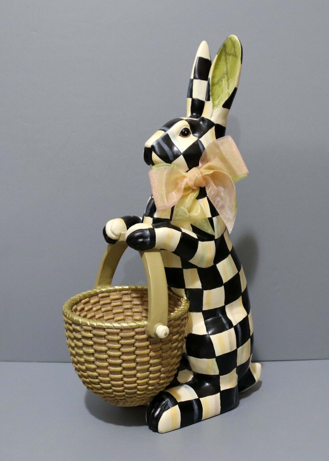 MACKENZIE CHILDS COURTLY CHECK RABBIT BUNNY WITH BASKET 16\