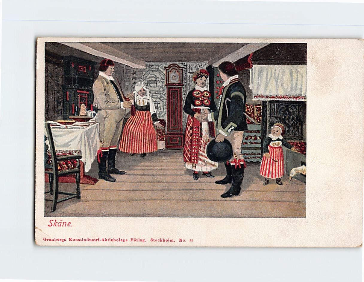 Postcard Skane Swedish Family Home
