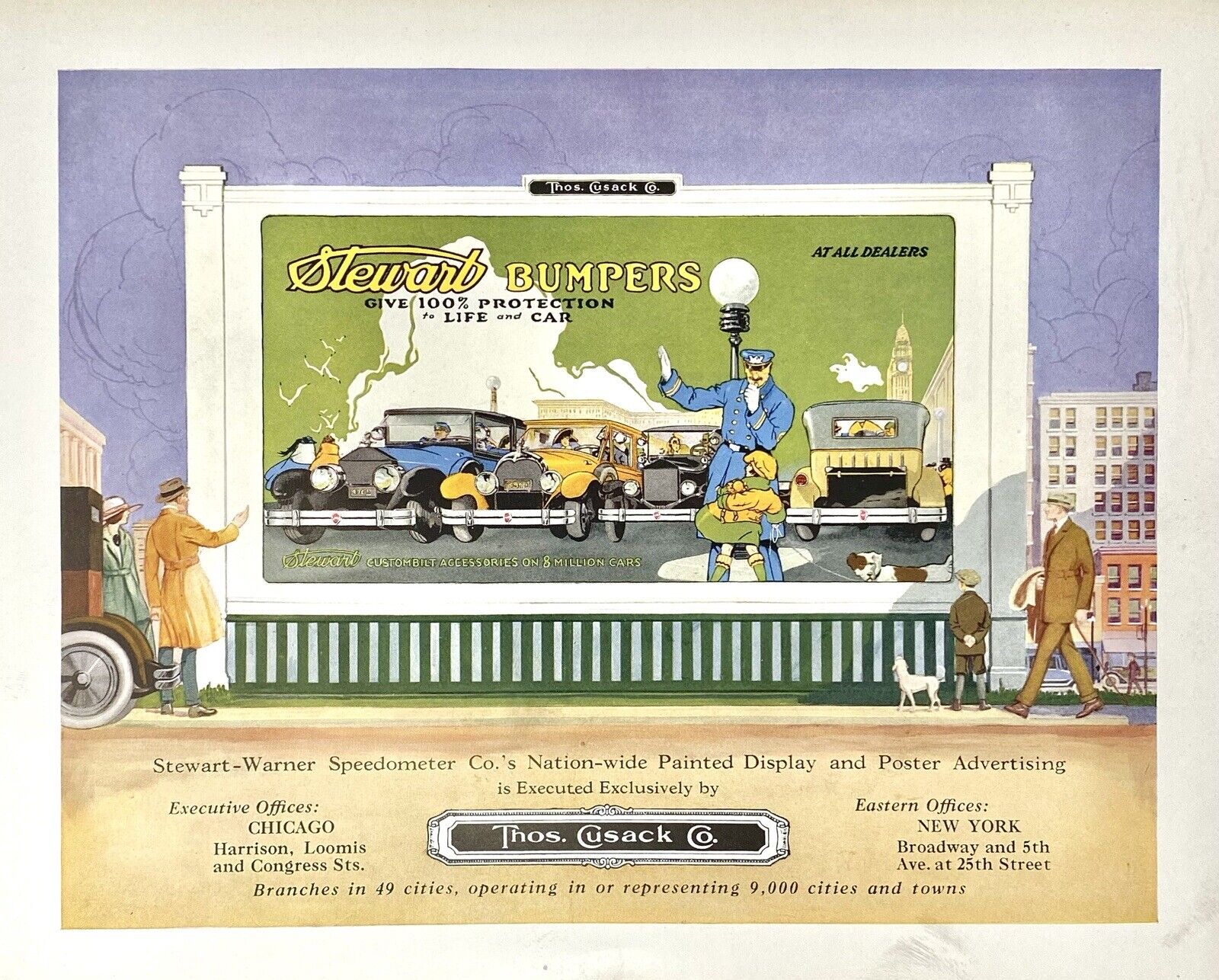 Antique Stewart Bumpers Print Ad Thomas Cusack Co. Original