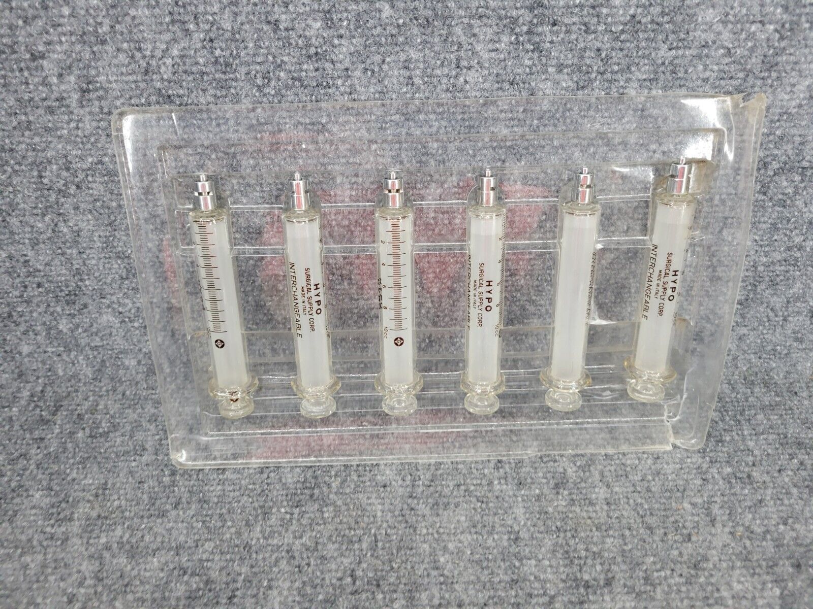 Vintage Glass Hypodermic Syringe Lot 6 Pieces Hypo Medical Supply
