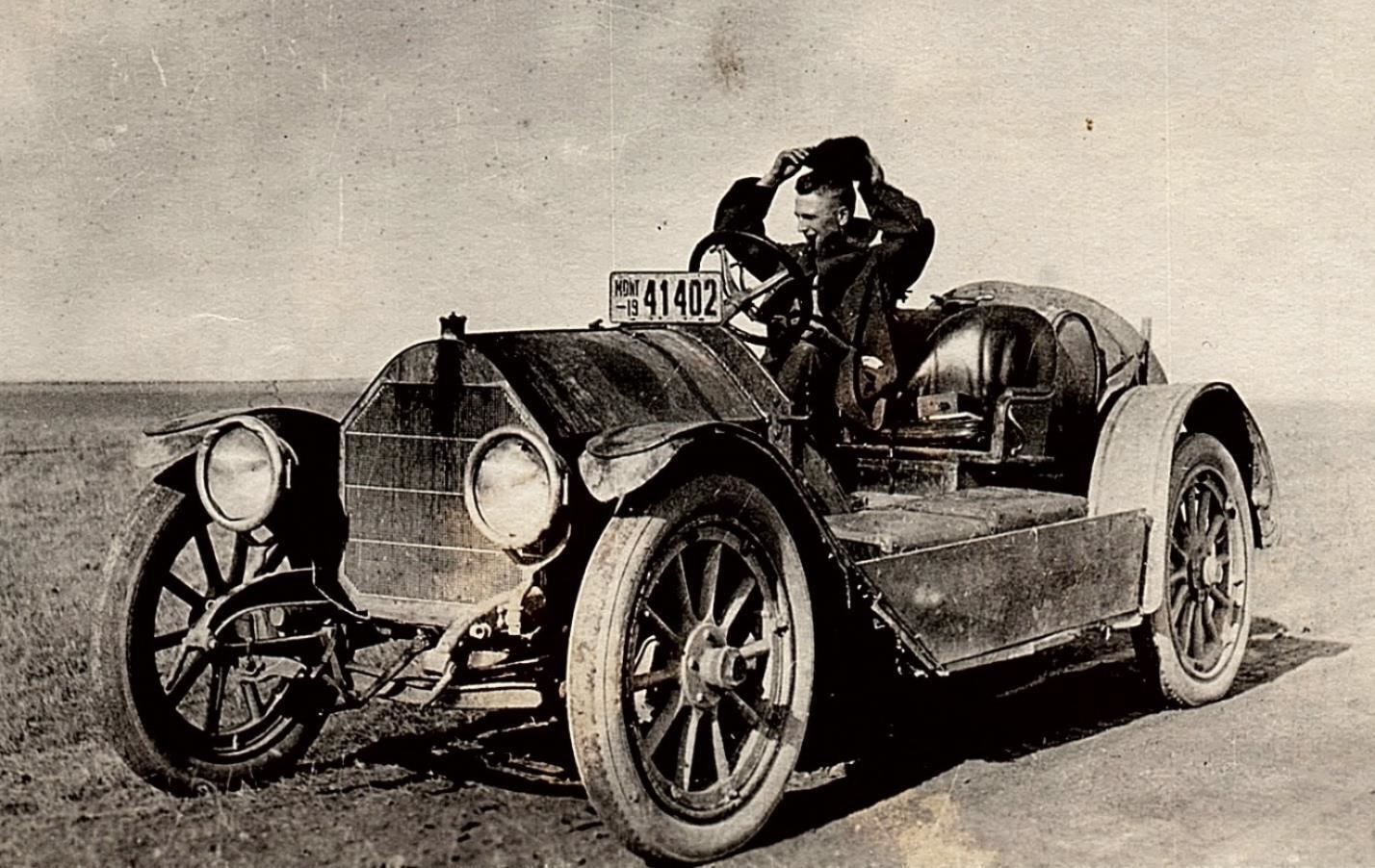 1919 STUTZ BEARCAT MONTANA TAG VINTAGE RACER DRIVER CIGAR REAL PHOTOGRAPH 34-30