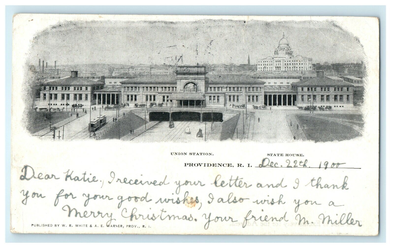 1906 North Station, Union Station, Providence Rhode Island RI Antique Postcard