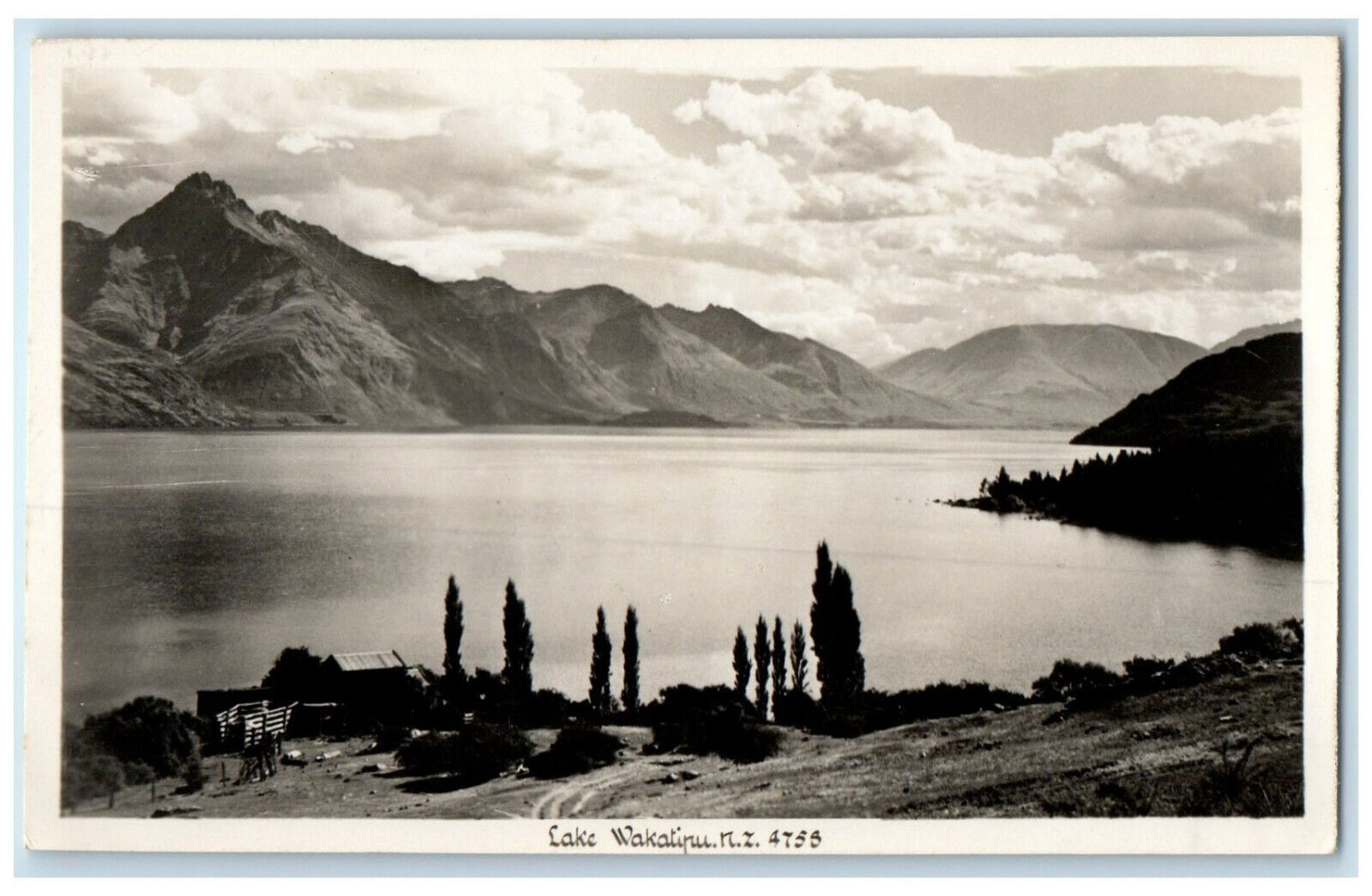 c1920's Mountain View Lake Wakatipu New Zealand Unposted RPPC Photo Postcard