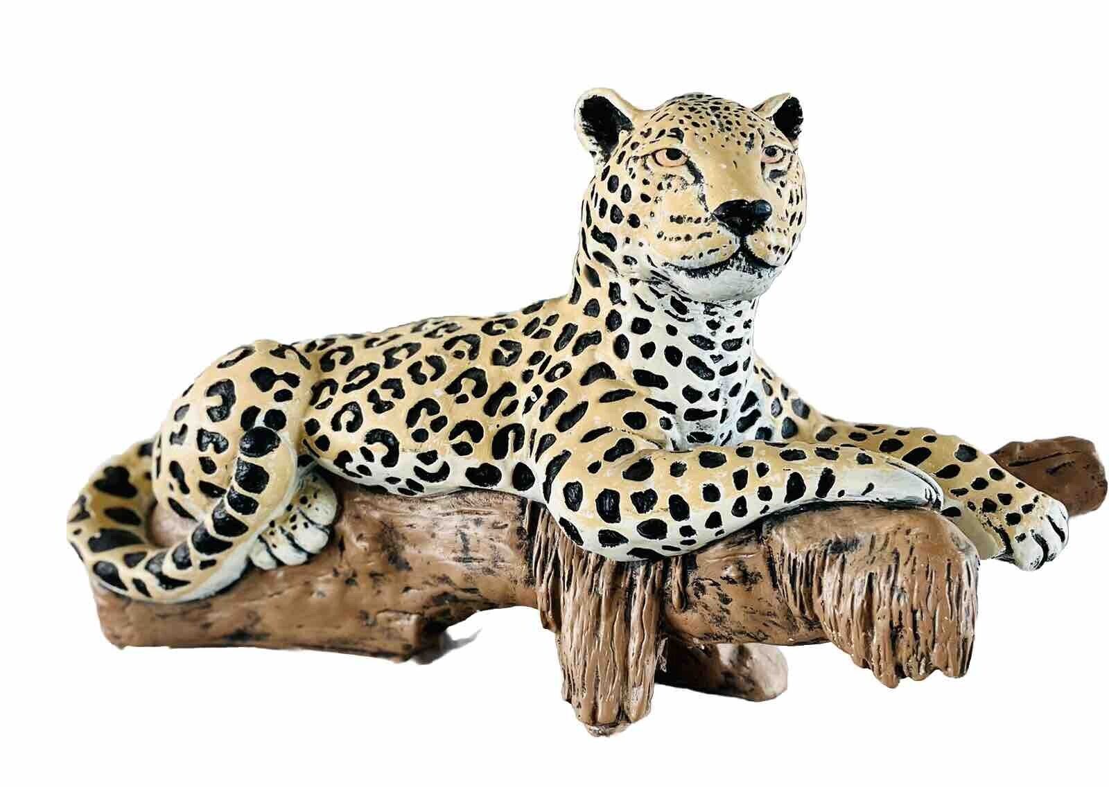 VINTAGE Cheetah Leopard Plaster Statue Sculpture Hollywood Regency MCM 28” X 16”