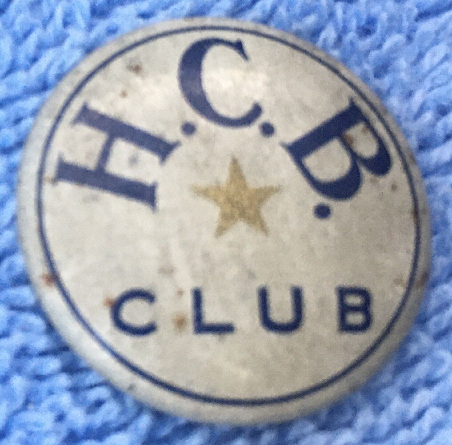 Vintage H.C.B. Club Pinback Button 1”