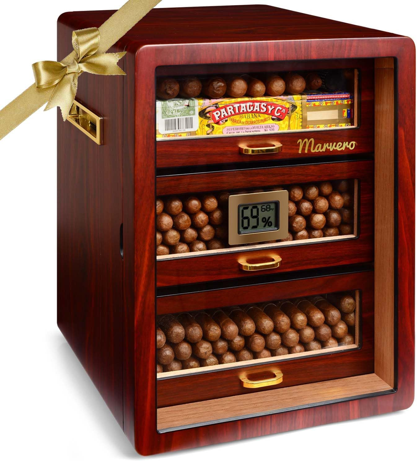 Cigar Humidors Cedar Wood Humidor for 150 Cigars with Digital Hygrometer 
