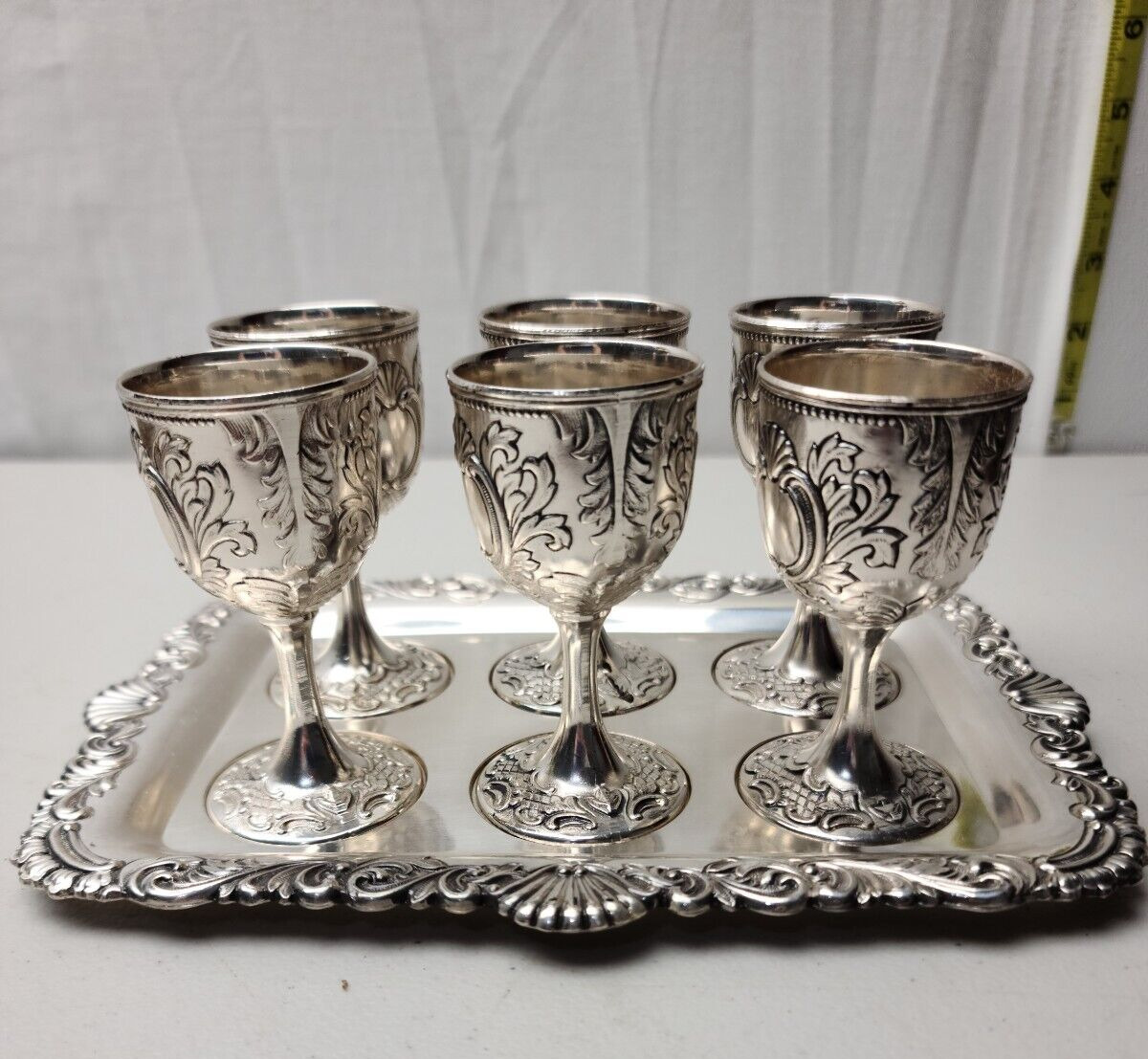 Vintage Silverplate 6 Cordials With Tray 1950's Japan