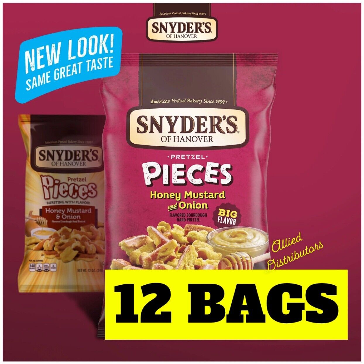 12x Snyders of Hanover Pretzel Pieces, Honey Mustard and Onion 11.25 Ounce (12)