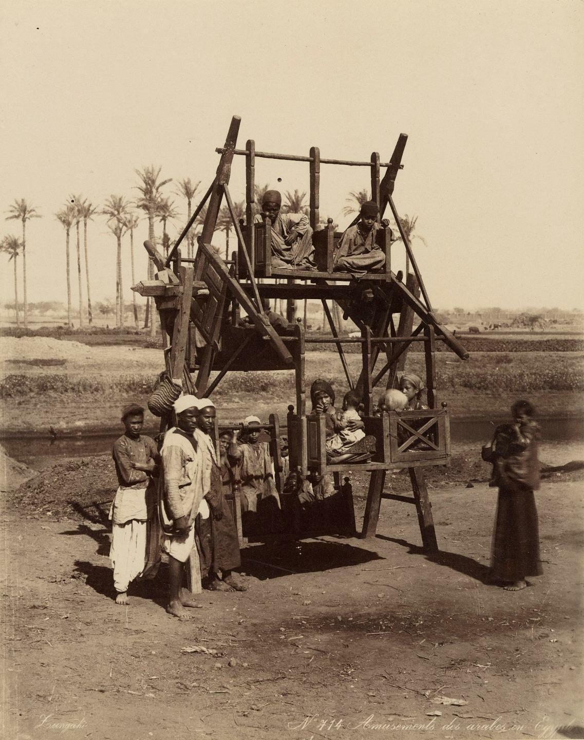 c. 1870\'s Early Arab Ferris Wheel, Egypt Albumen Photograph by Adelphoi Zangaki