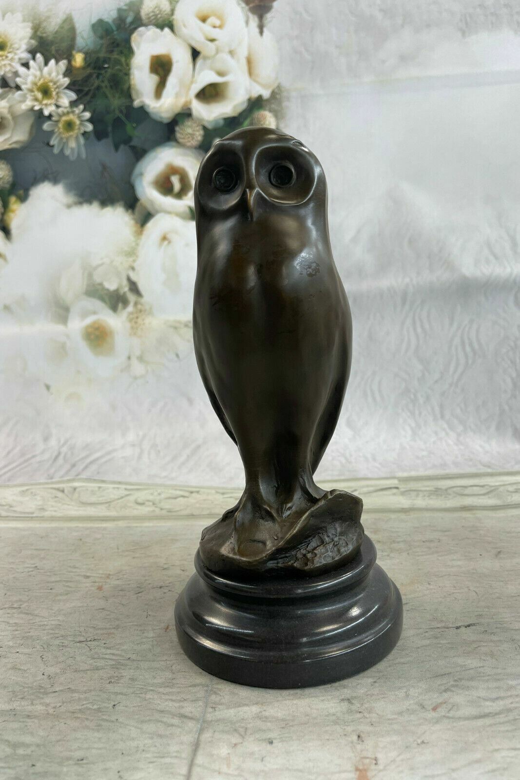 Vintage ornate solid heavy bronze owl Bird animal brass Art Deco Sculpture Deal