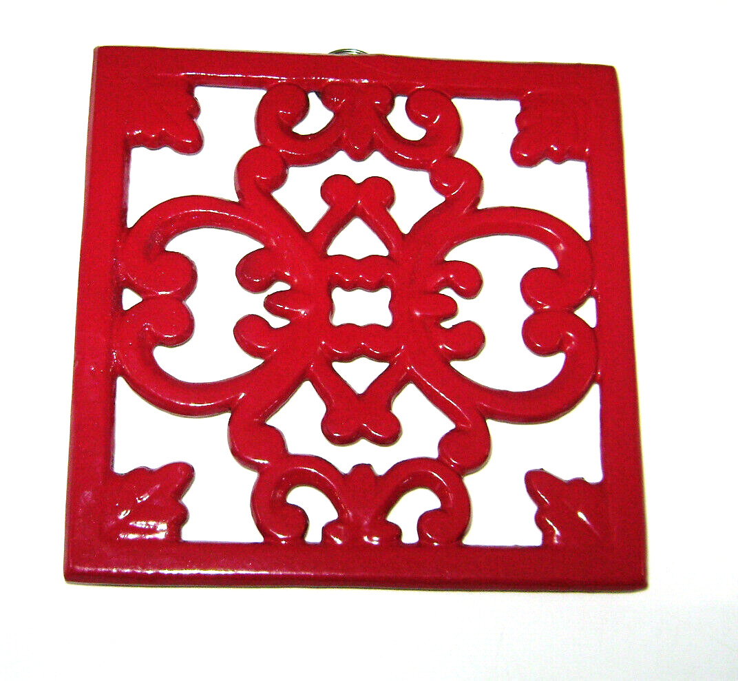 Red Cast Iron Decorative Trivet