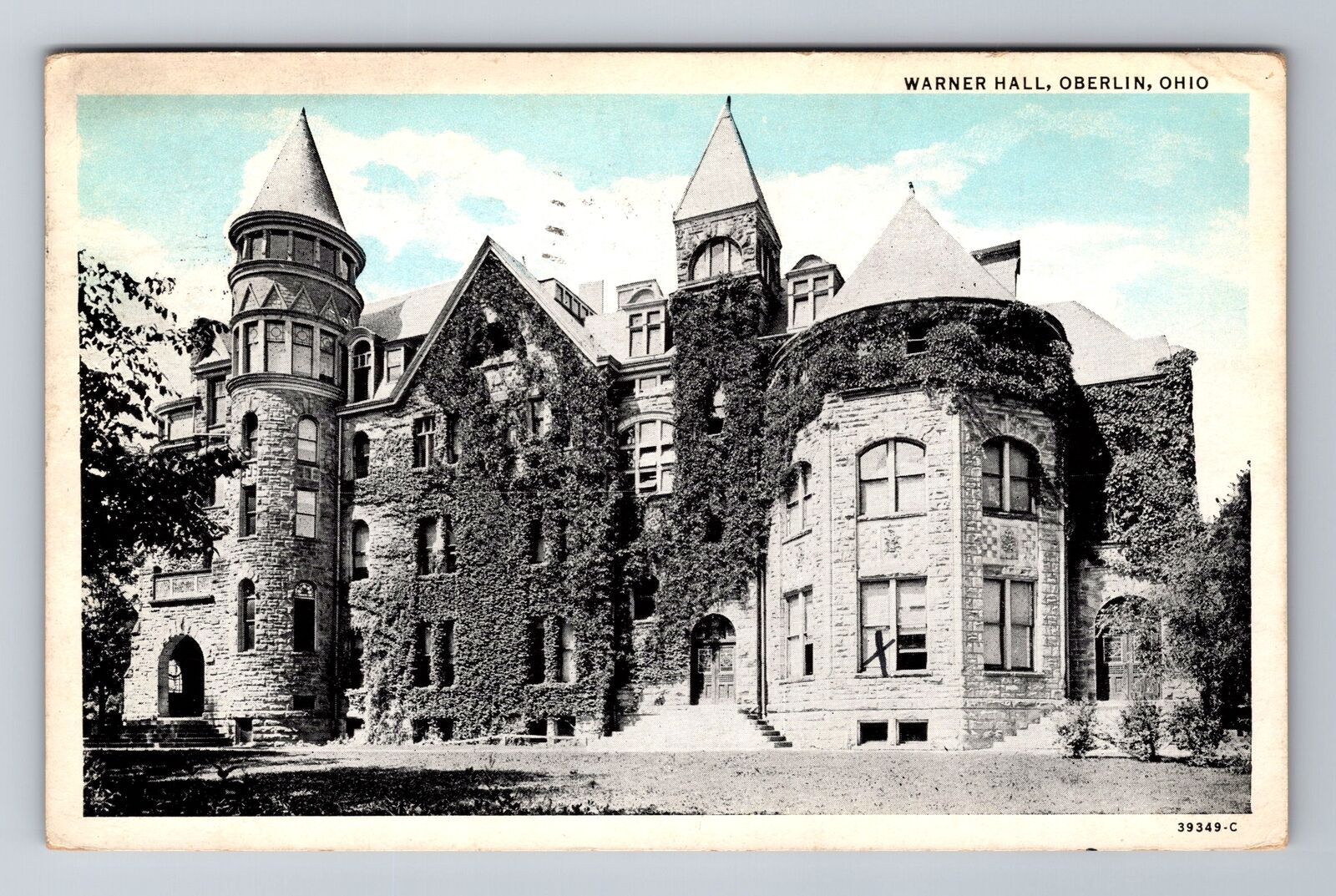 Oberlin OH-Ohio, Warner Hall, c1935 Antique Vintage Souvenir Postcard