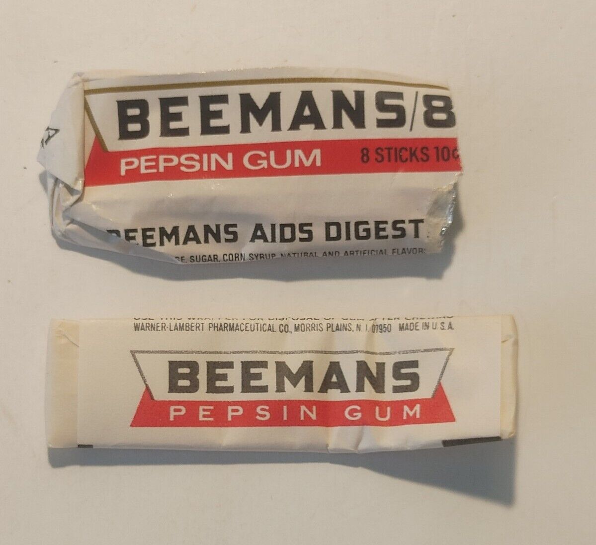 Vintage Beeman\'s Pepsin Gum Stick & Package