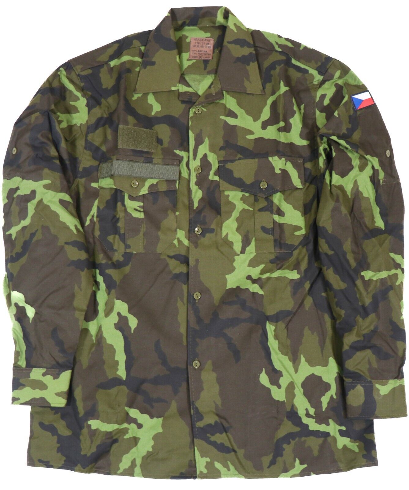 Medium - Czech Army M95 Woodland Camo Combat Shirt Military Lightweight Jacket
