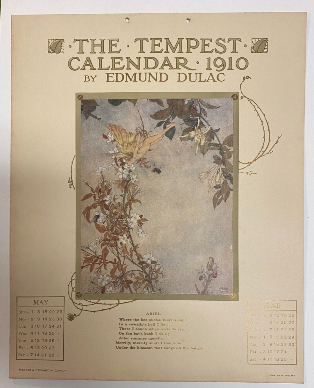Edmund Dulac (1882-1953) THE TEMPEST SHAKESPEARE Calendar 1910 May June