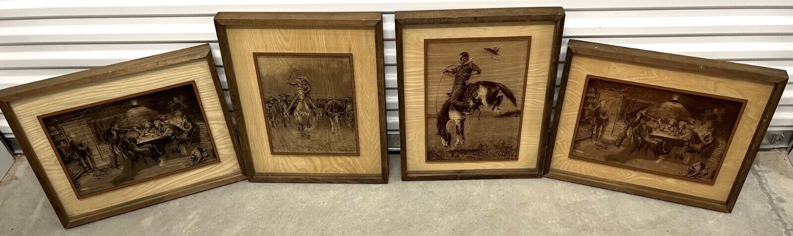 FREDERIC REMINGTON Vintage Lucid Lines Photography on Glass {1974} Lot of {4}