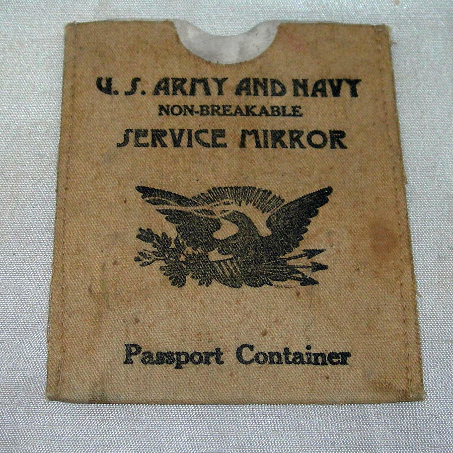 WWII Army and Navy Unbreakable Service Mirror & Passport Container