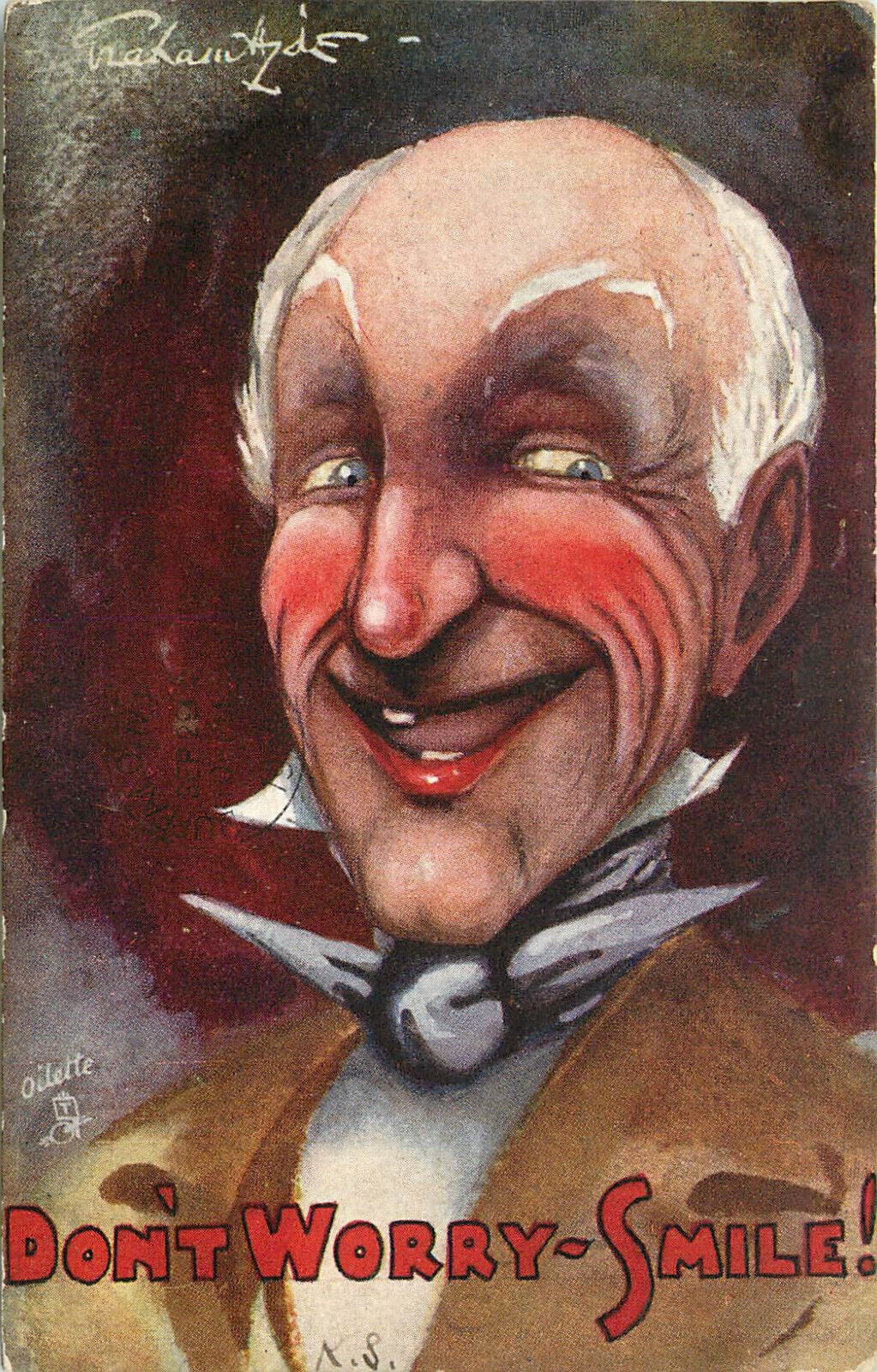 Tuck's Oilette Postcard Don't Worry Smile 9173 Graham Hyde Man Missing Teeth