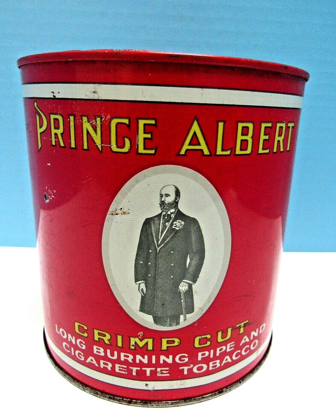 VINTAGE 1940\'s PRINCE ALBERT CRIMP CUT PIPE & CIGARETTE TOBACCO TIN (EMPTY)