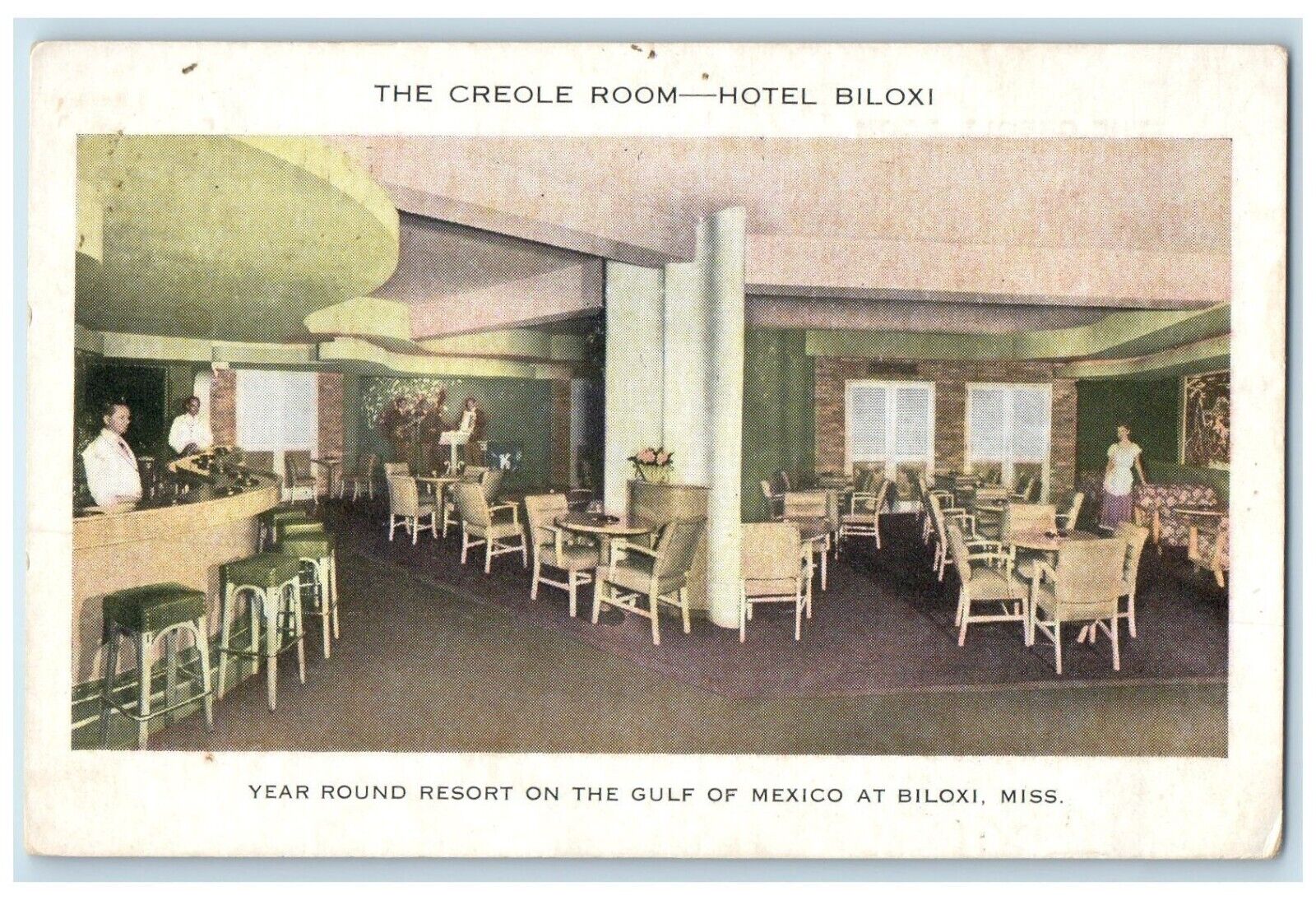 1949 Creole Room Hotel Resort Gulf Mexico Biloxi Mississippi MS Vintage Postcard