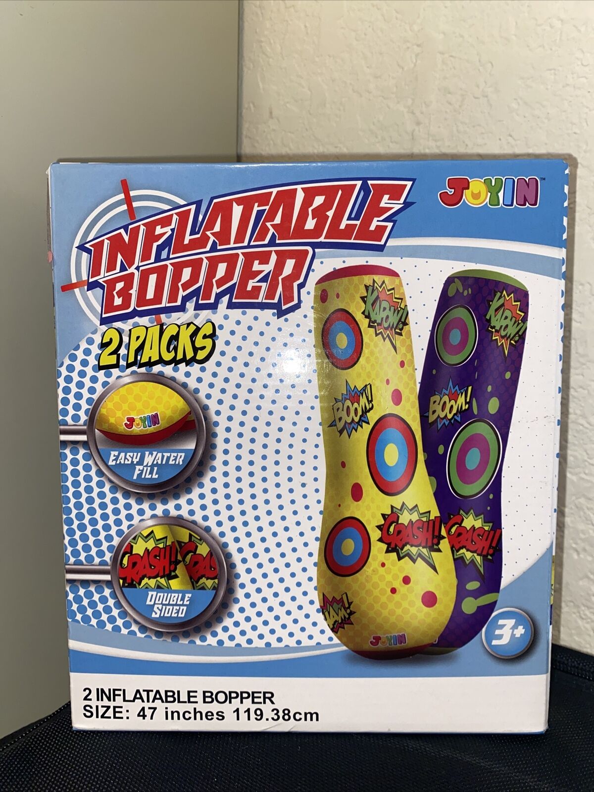2 Pack Inflatable Bopper, 47 Inches Kids Punching Bag with Bounce-Back Action, 