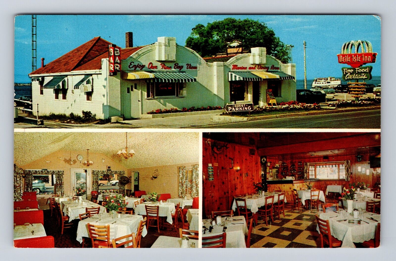 St Ignace MI-Michigan, Belle Isle Finer Foods, Advertising, Vintage Postcard