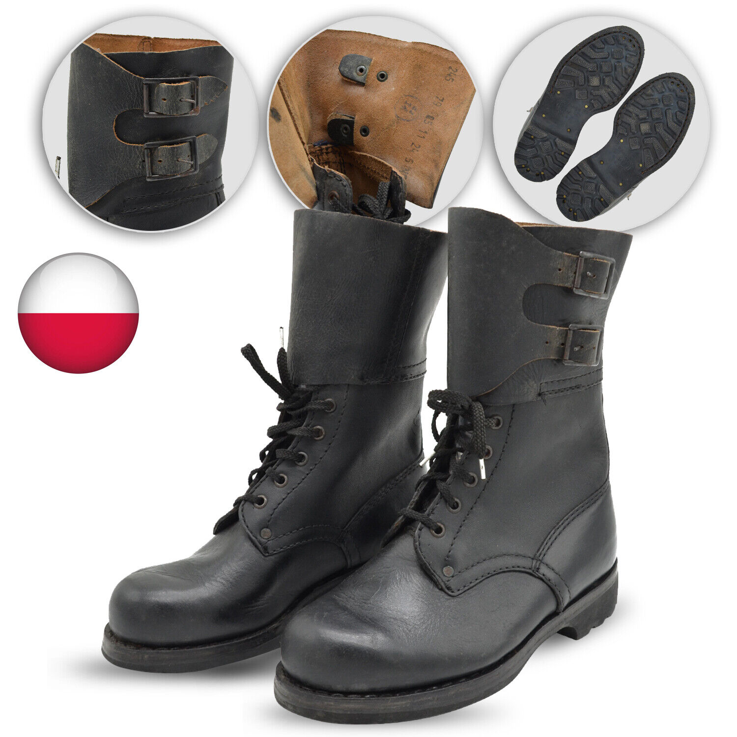 Classic Boots Original Polish Army Soviet Era 80s Leather Vintage Rare Black 2