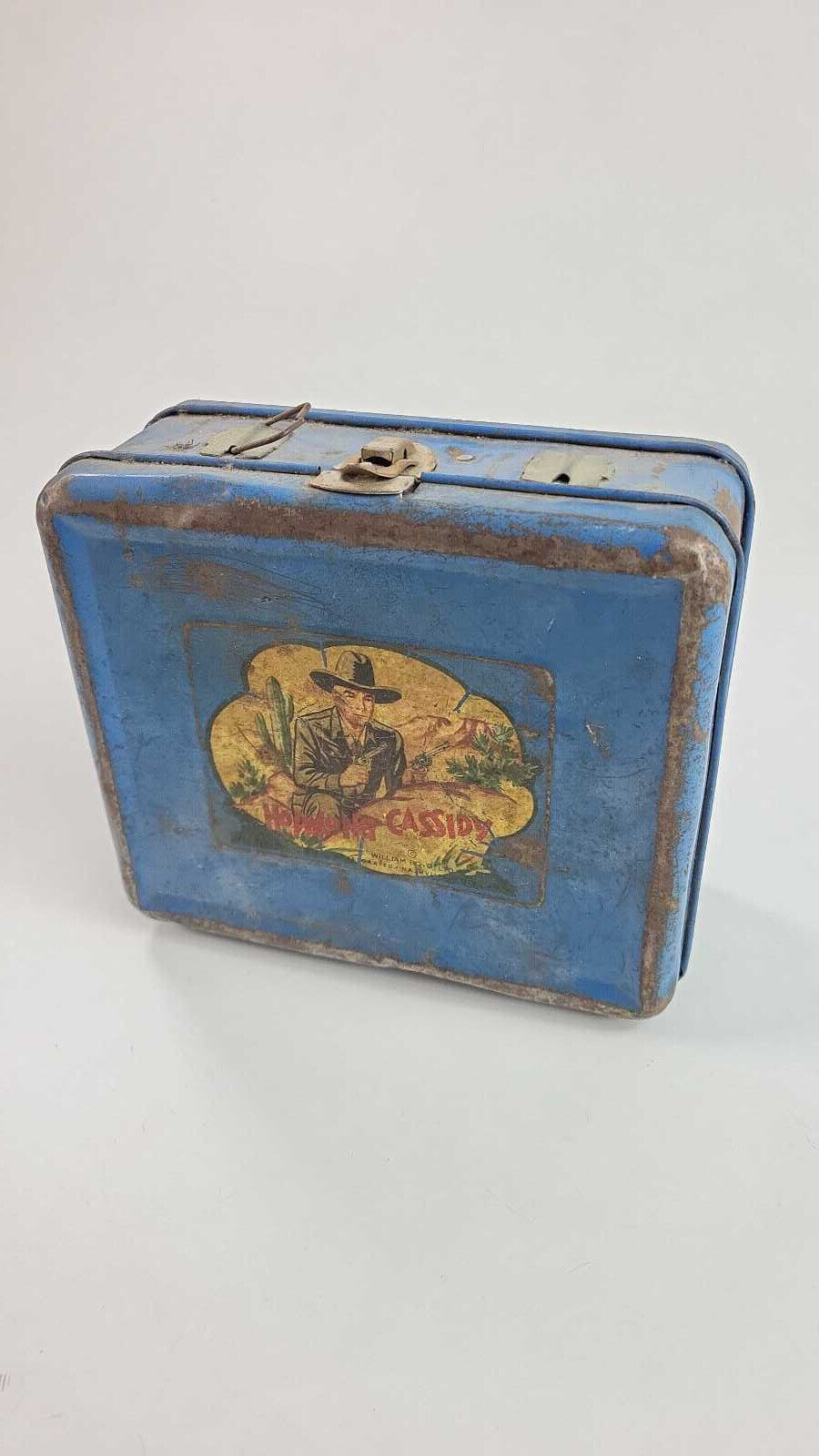 1950s Hopalong Cassidy Bright Blue Lunchbox