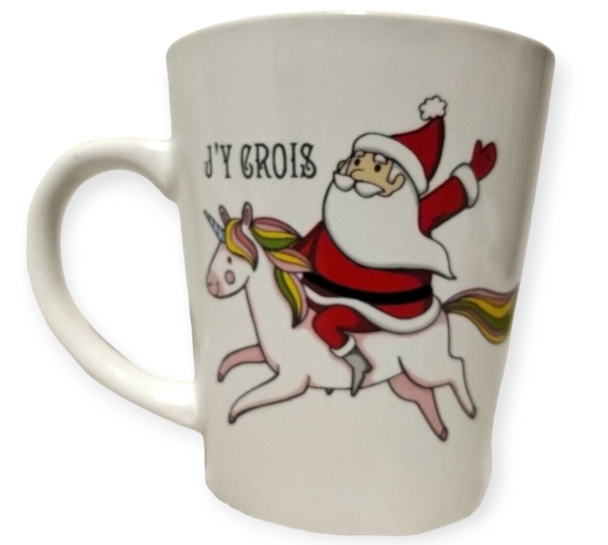 Santa Riding A Unicorn Coffee Tea Mug I Believe J\'y Crois Modern Gourmet Foods