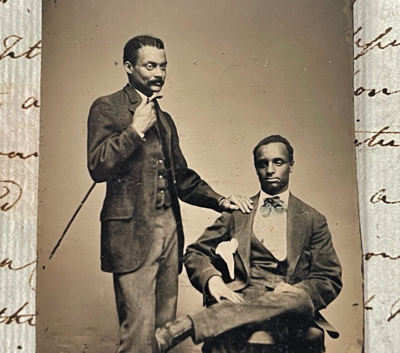 Tintype Photo Pair of African American Gents, Father & Son? Philadelphia PA